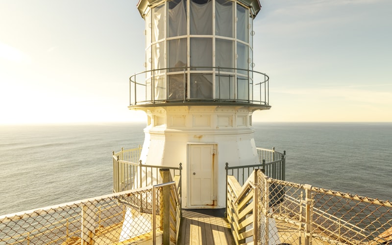 Coastal lighthouse overlooking the Atlantic Ocean