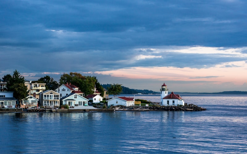 Puget Sound waterfront with lighthouse